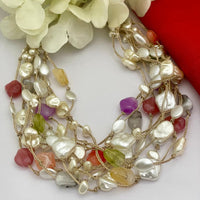 FS Collection Trendy Pearl Designer Multi Layer Necklace