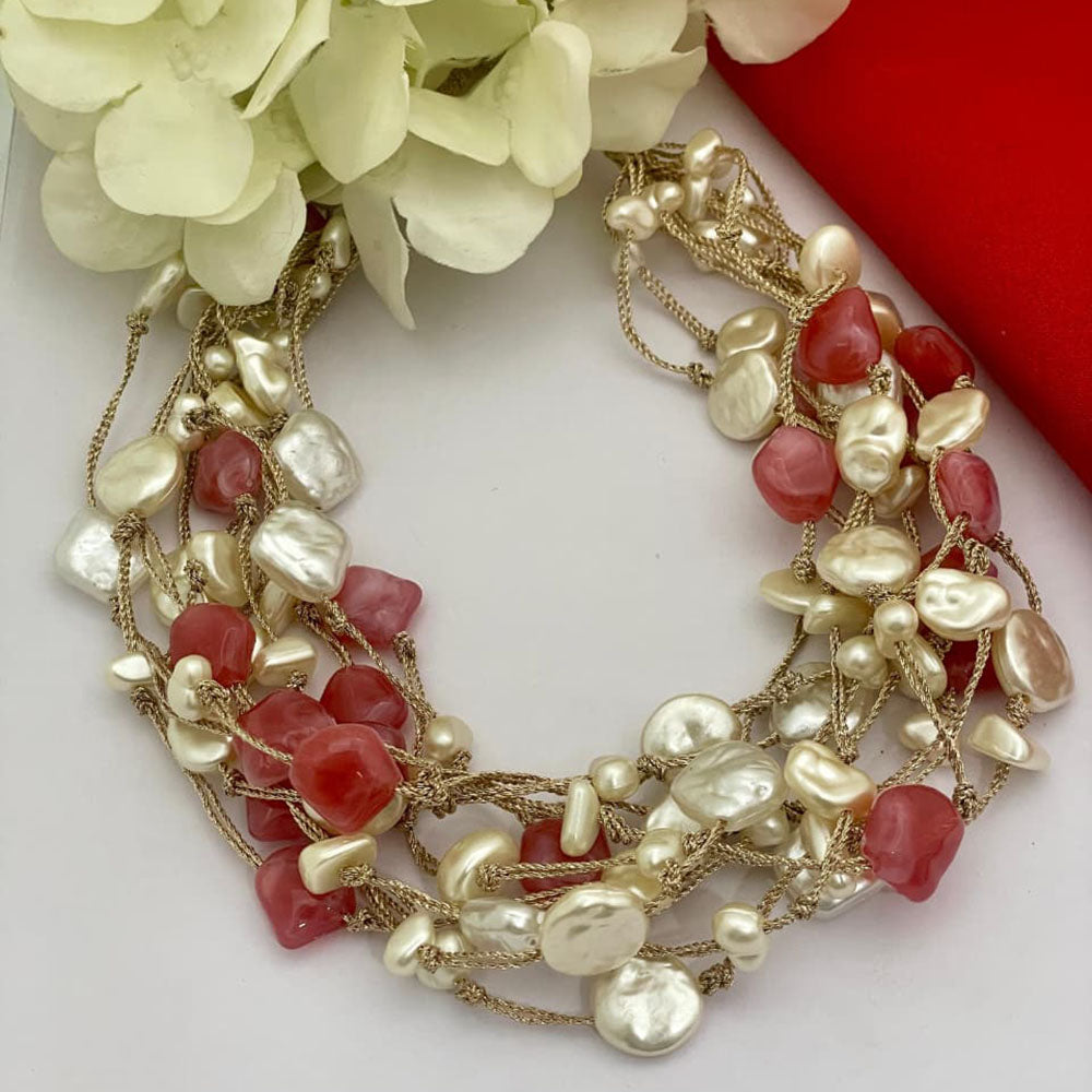 FS Collection Trendy Pearl Designer Multi Layer Necklace
