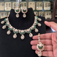 FS Collection Polki Kundan Stone Designer Necklace Set