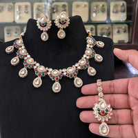 FS Collection Polki Kundan Stone Designer Necklace Set