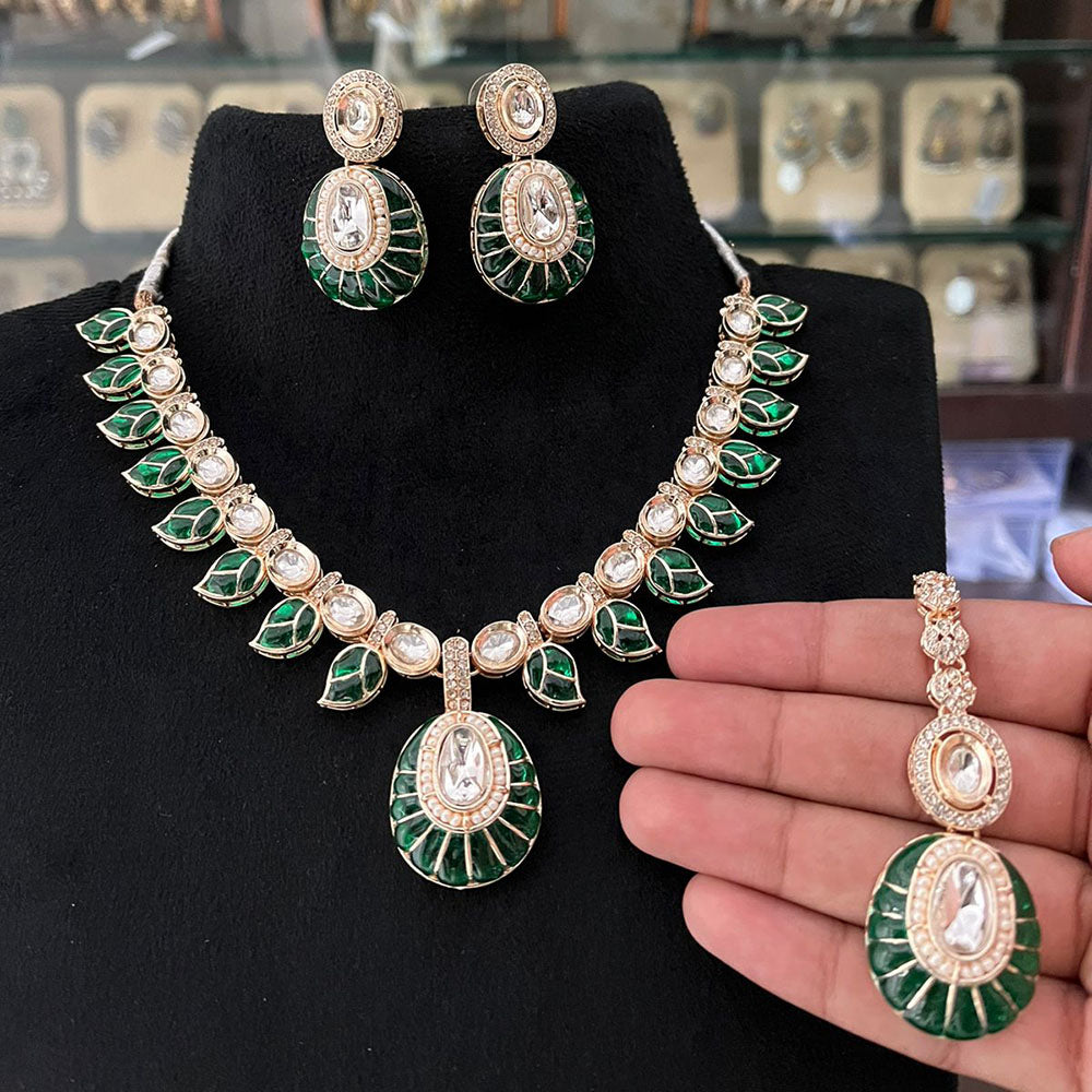 FS Collection Polki Kundan Stone Designer Necklace Set