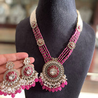 FS Collection Ethnic Kundan Pearl And Beads Statement Necklace Set 