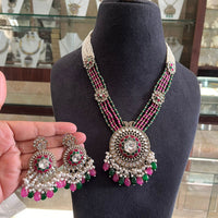 FS Collection Ethnic Kundan Pearl And Beads Statement Necklace Set