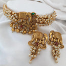 FS Collection Elegant Pota Stone And Pearl Designer Necklace Set