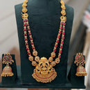 FS Collection Elegant Pota Stone And Pearl Temple Long Necklace Set