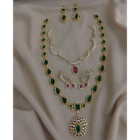 FS Collection Royal Pota And Austrian Stone Double Strand Necklace Set