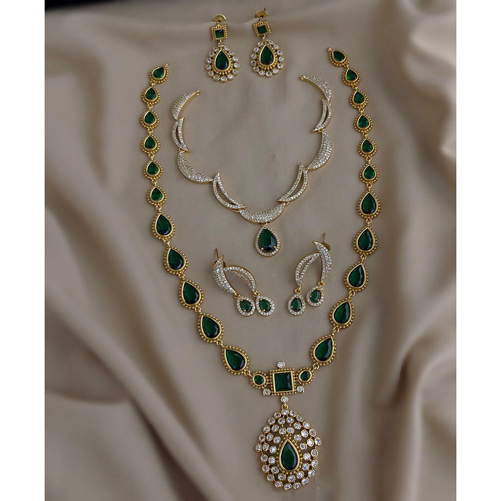 FS Collection Royal Pota And Austrian Stone Double Strand Necklace Set