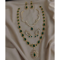 FS Collection Royal Pota And Austrian Stone Double Strand Necklace Set