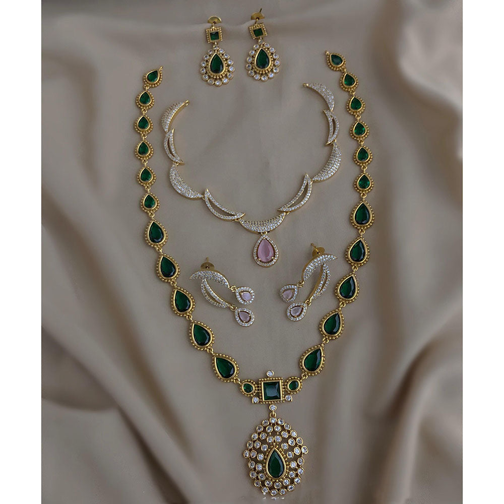 FS Collection Royal Pota And Austrian Stone Double Strand Necklace Set