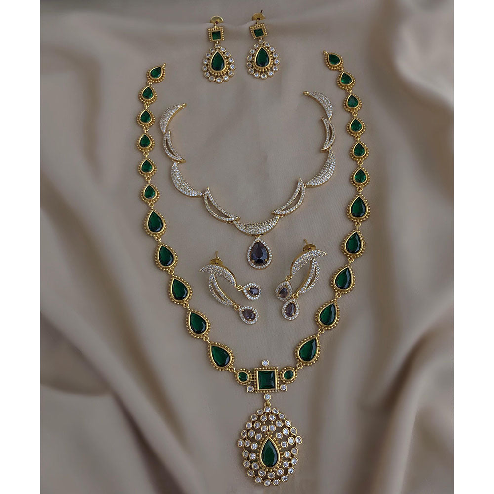 FS Collection Royal Pota And Austrian Stone Double Strand Necklace Set