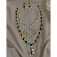 FS Collection Royal Pota And Austrian Stone Double Strand Necklace Set