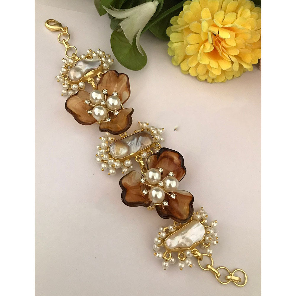 FS Collection Designer Blossom Mother of Pearl Adjustable Bracelet