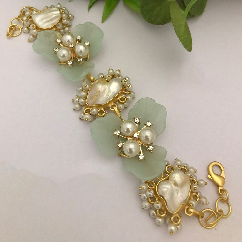 FS Collection Designer Blossom Mother of Pearl Adjustable Bracelet
