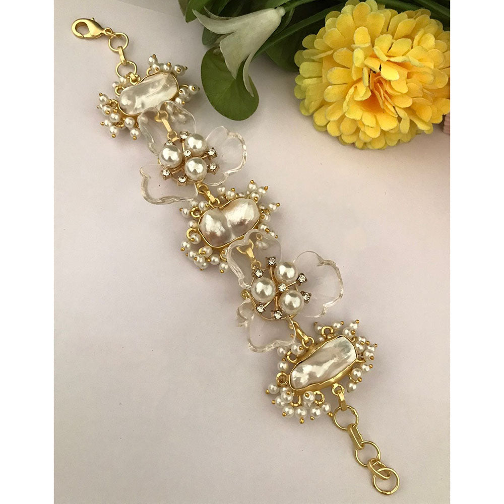 FS Collection Designer Blossom Mother of Pearl Adjustable Bracelet