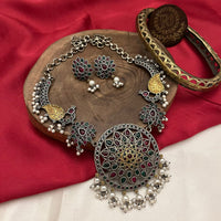 FS Collection 2 Tone Plated Pota Stone And Pearl Necklace Set