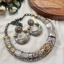 FS Collection 2 Tone Plated Pota Stone And Pearl Necklace Set