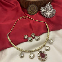 FS Collection Pota Stone And Austrian Stone Designer Necklace Set