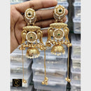 FS Collection Antique Style Pota Stone And Pearl Ghungroo Kashmiri Jhumki Earrings