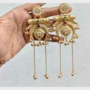 FS Collection Antique Style Pota Stone And Pearl Ghungroo Kashmiri Dangler Earrings