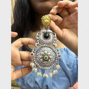 FS Collection 2 Tone Plated Pota Stone And Pearl Dangler Earrings
