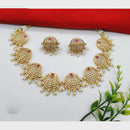 FS Collection Sparkling Pota Stone And Pearl Elegance Necklace Set
