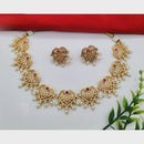 FS Collection Sparkling Pota Stone And Pearl Elegance Necklace Set