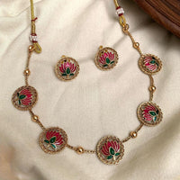 FS Collection Ethnic Lotus Design Kundan Necklace Set for Women