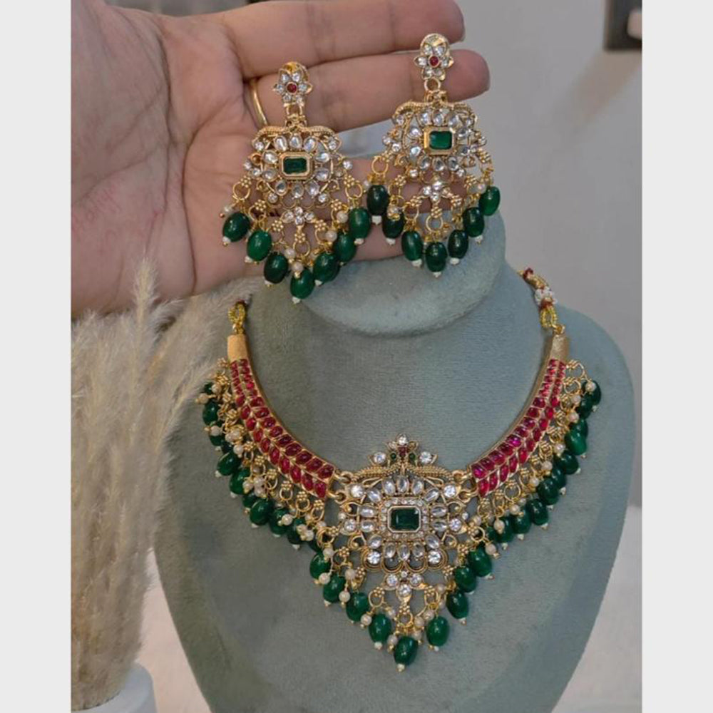 FS Collection Classic Kundan Stone And Austrian Beads Necklace Set 