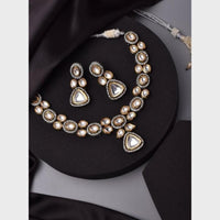 FS Collection 2 Tone Plated Ethnic Design Kundan Stone Necklace Set 