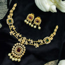 FS Collection Classic Crystal Stone And Austrian Stone Pearl Necklace Set