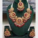 FS Collection Sparkling Pota Stone And Pearl Elegance Necklace Set
