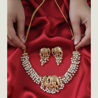 FS Collection Sparkling Pota Stone And Pearl Elephant Motifs Necklace Set
