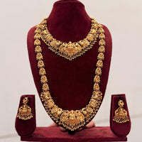 FS Collection Sparkling Pota Stone And Pearl Goddess Temple Double Necklace Set