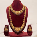 FS Collection Sparkling Pota Stone And Pearl Goddess Temple Double Necklace Set
