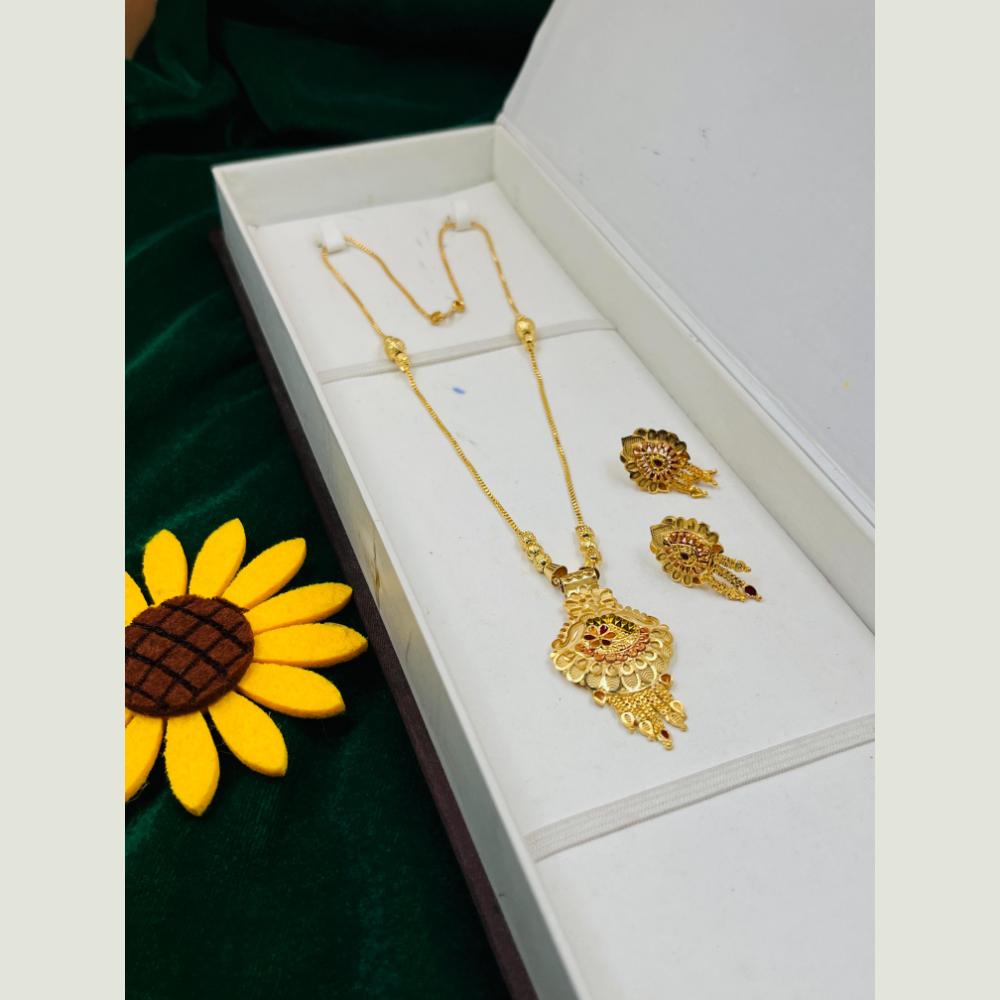 FS Collection Royal Gold Forming  Meenakari Long Necklace Set