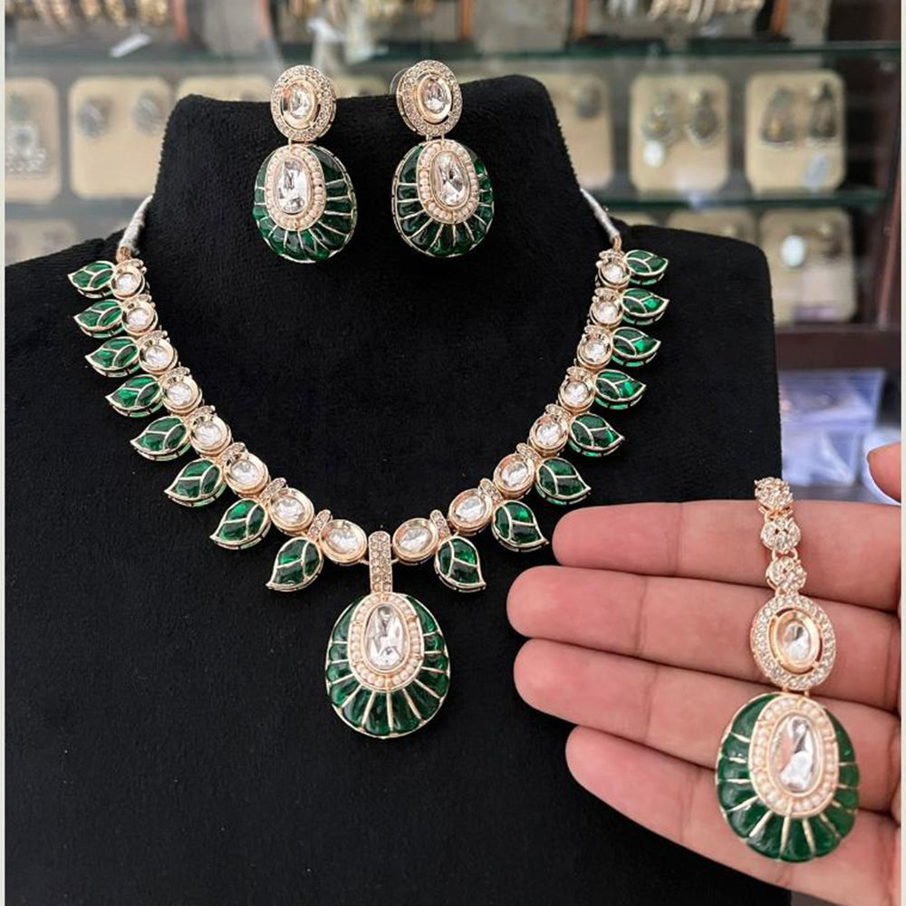 FS Collection Polki Kundan Stone And Pearl  Designer Necklace Set