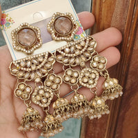 FS Collection Royal Look Pota Stone And Pearl Jhumki Earrings
