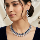 FS Collection Premium American Diamond Statement Necklace Set