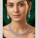 FS Collection Premium American Diamond Statement Necklace Set