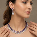 FS Collection Premium American Diamond Statement Necklace Set