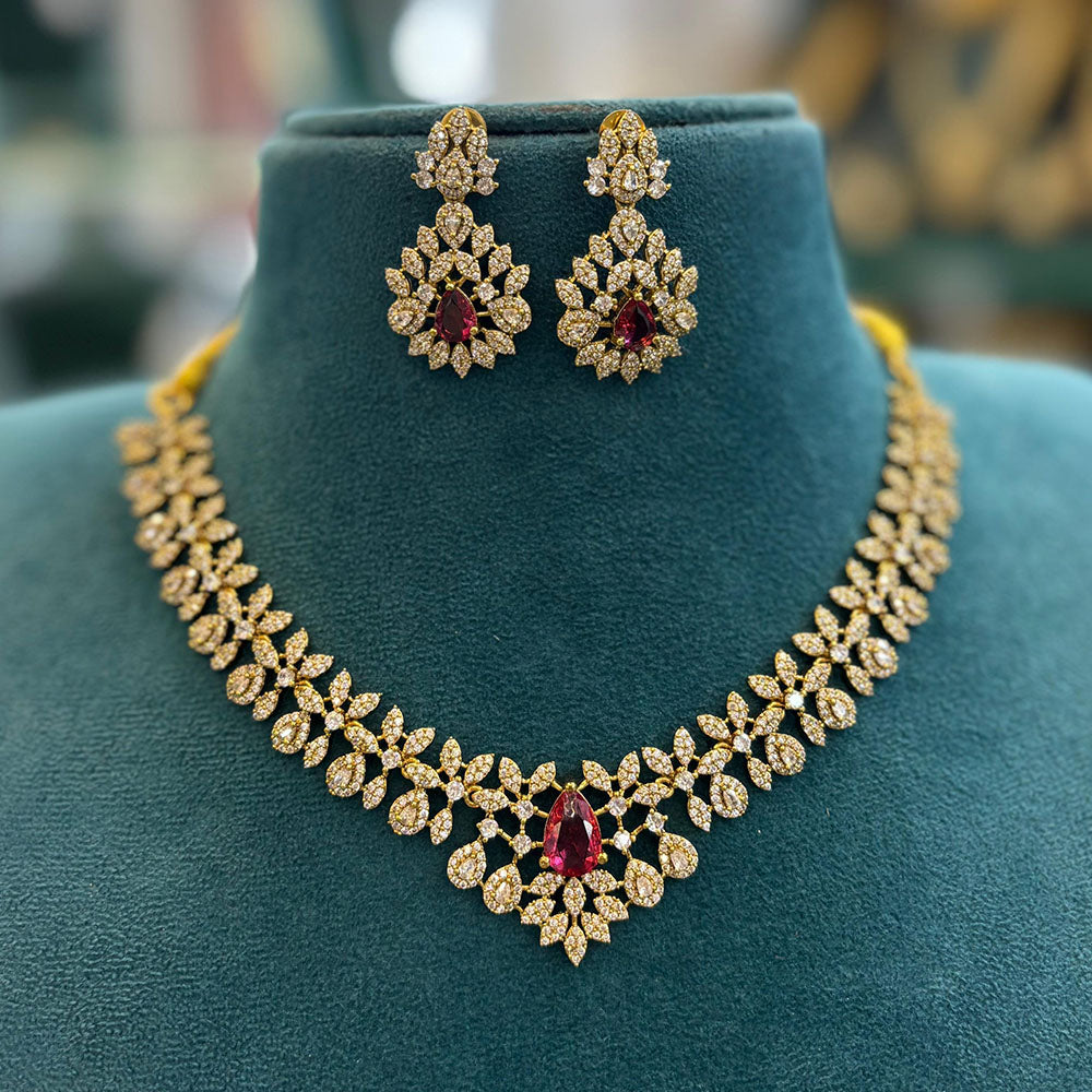 FS Collection Royal Look American Daimond And Austrian Stone Necklace Set