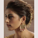 FS Collection Festive Wear Kundan Stone And Kan Chain Dangler Earrings