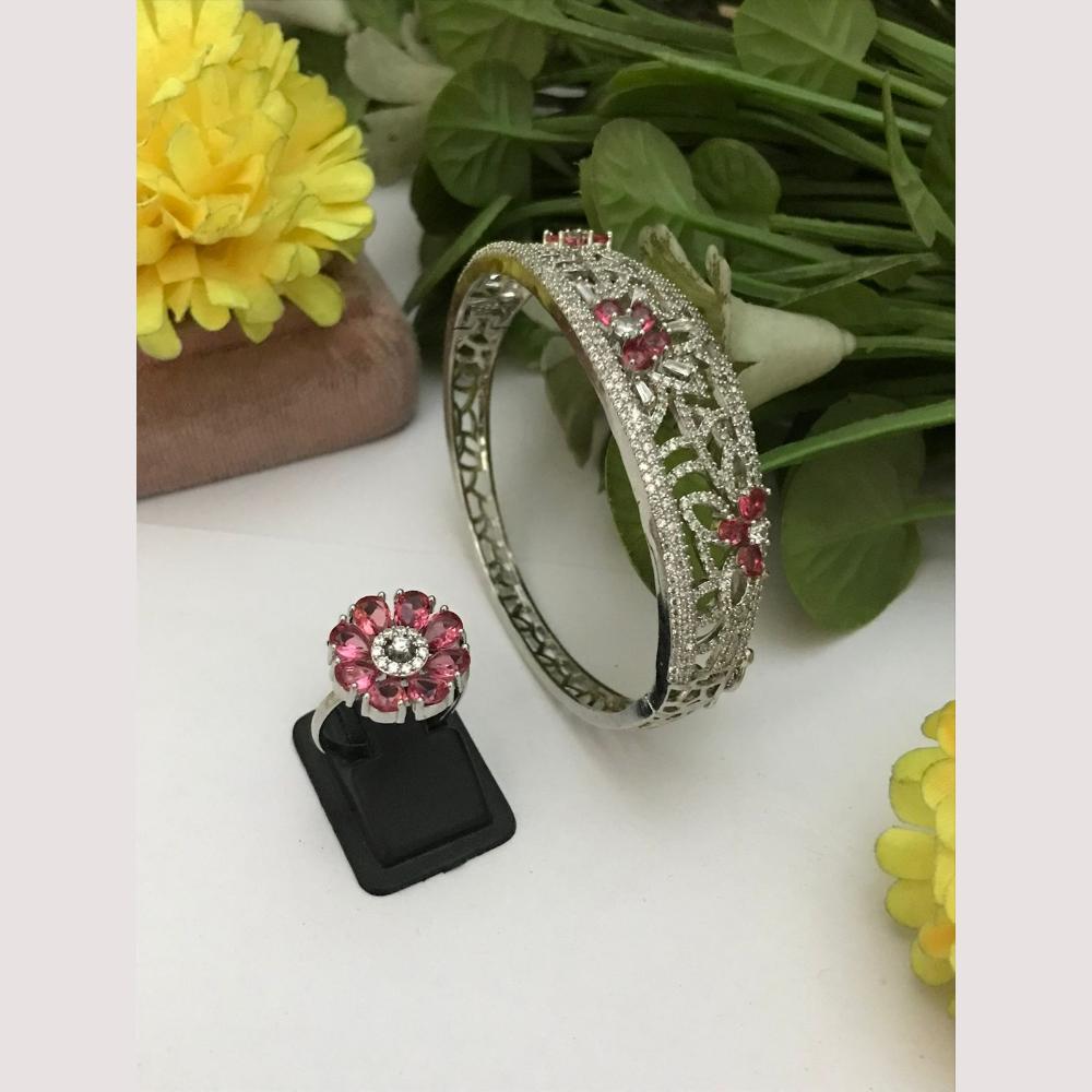 FS Collection Elegant American Diamond Bracelet And Ring Matching Combo Set