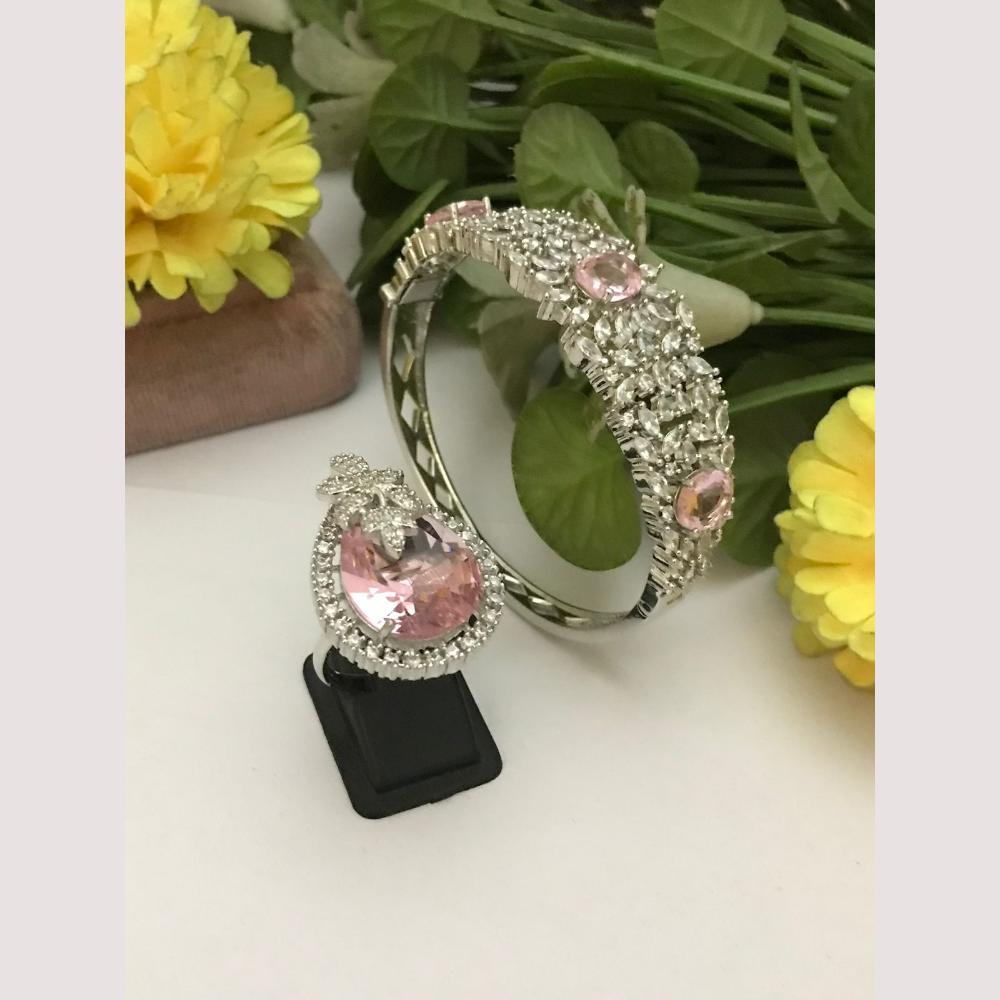 FS Collection Elegant American Diamond Bracelet And Ring Matching Combo Set