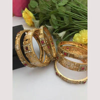 FS Collection Heritage Style Pota Stone And Meenakari Bangles Set