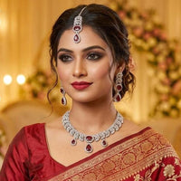 FS Collection Premium American Diamond Statement Necklace Set