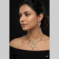 FS Collection Premium American Diamond Statement Necklace Set