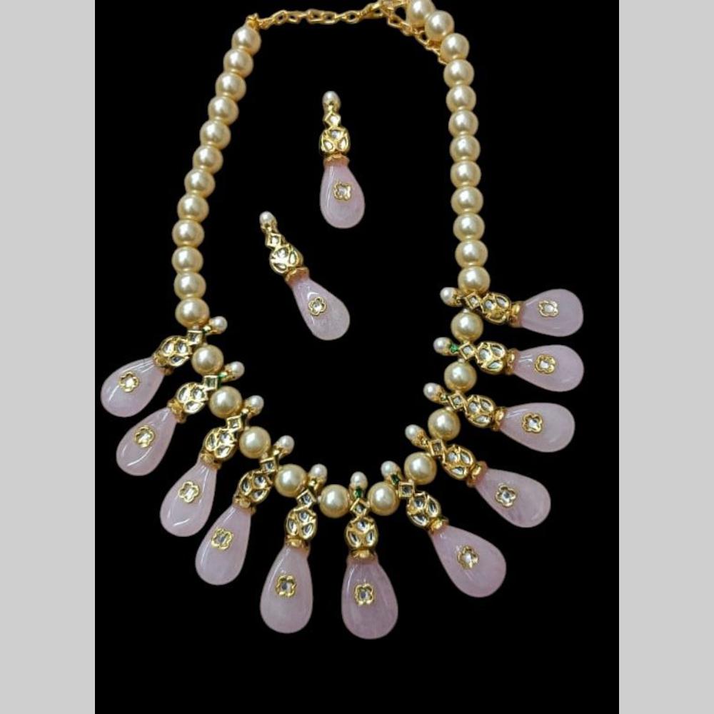 FS Collection Luxury Kundan Stone And Beads Necklace Set