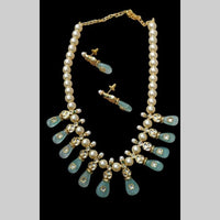 FS Collection Luxury Kundan Stone And Beads Necklace Set