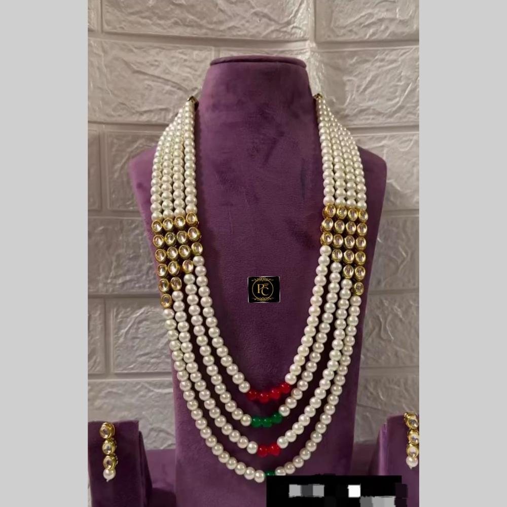 FS Collection Luxury Kundan Stone And Beads Long Necklace Set